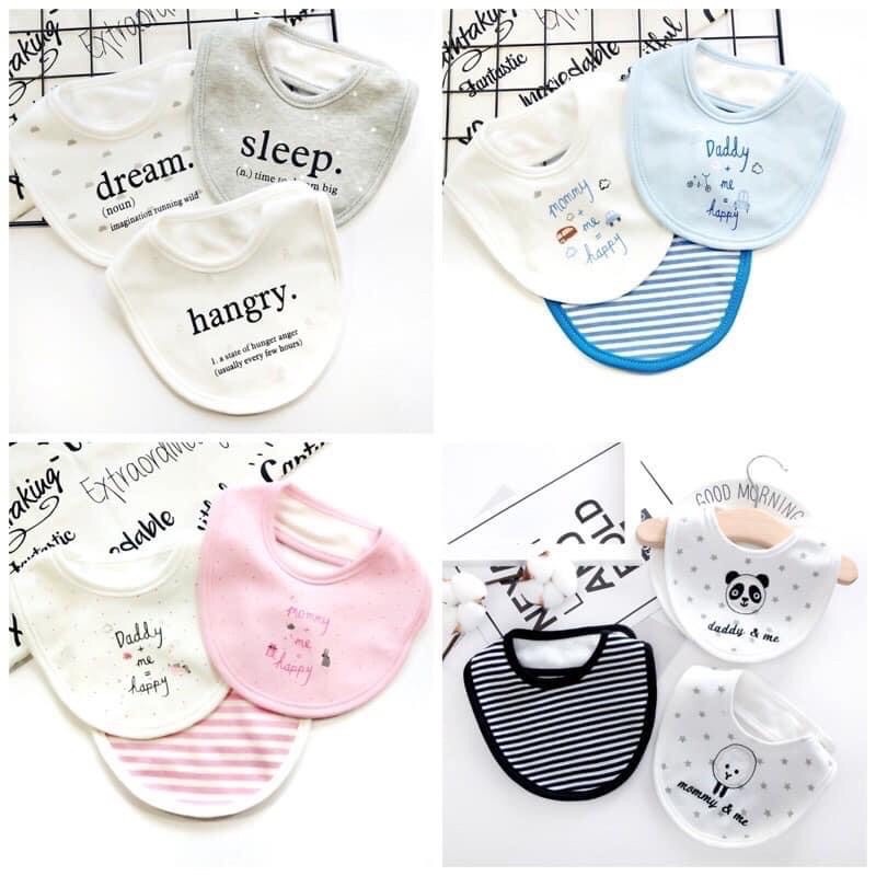 SET 3c Yếm tròn cúc bấm Momcare - Nhiều mẫu cho bé Trai, Bé Gái