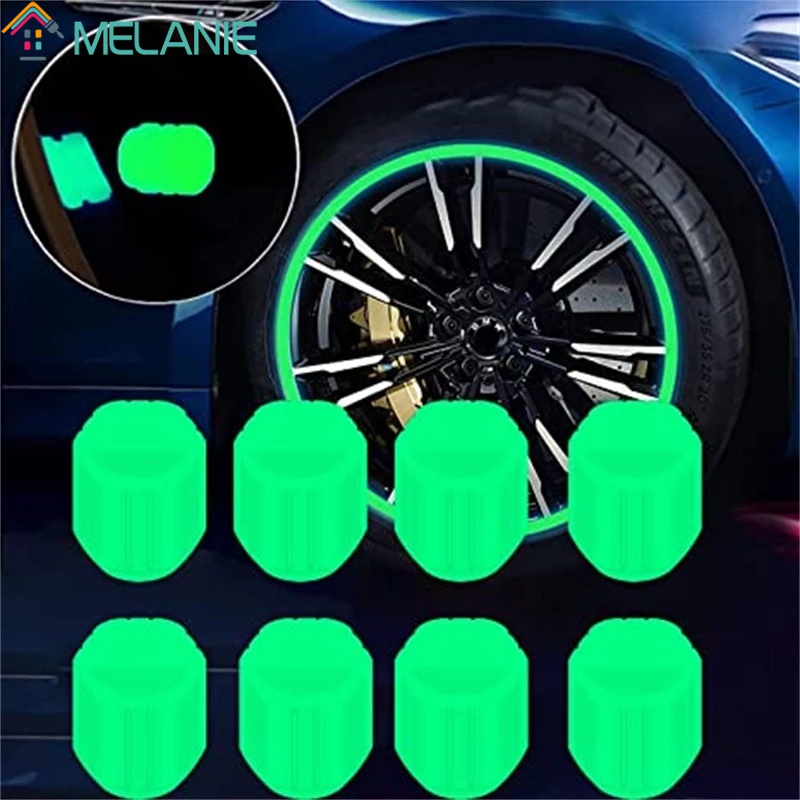 Set 1 / 4 Nắp Van Lốp Xe Hơi / Xe Máy Chống Bụi Màu Xanh Lá Phản Quang Thông Dụng