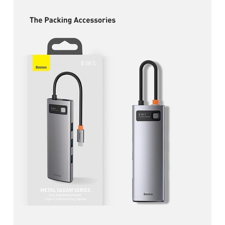 Hub Type C Baseus 8 in 1 cho Laptop Macbook Máy Tính ( Usb Type-C chia sang HDMI 4K / 8k USB3.0/ LAN / PD 100W/TF/SD) | BigBuy360 - bigbuy360.vn