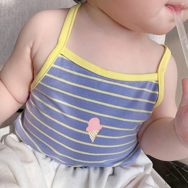 Áo Dây Cotton Không Tay Họa Tiết Hoạt Hình Dễ Thương Phong Cách Hàn Quốc Cho Bé Gái