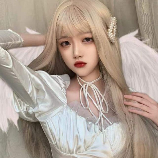 Tóc giả cả đầu ❤FREESHIP❤ Tóc giả nguyên đầu thẳng vàng tây, 7007
