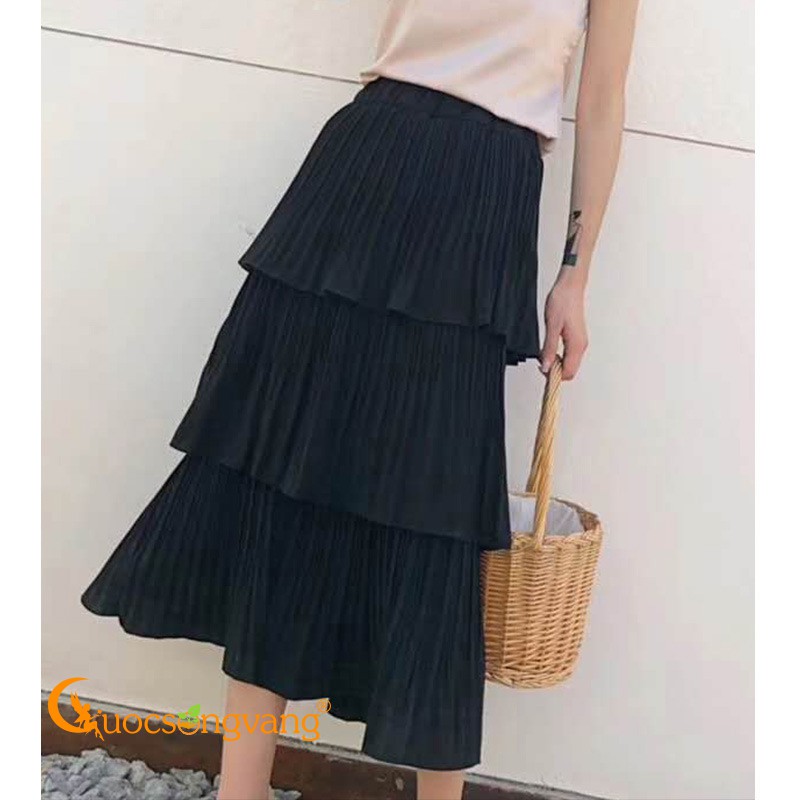 Chân váy xếp tầng chân váy maxi hai lớp GLV083 Cuocsongvang