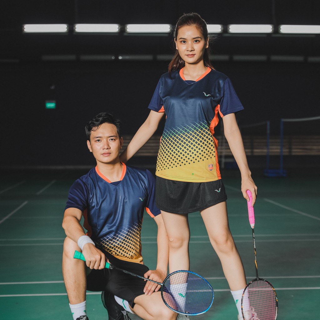 Áo COUPLE THỂ THAO CẦU LÔNG BADMINTON nam nữ, fỏm đẹp, chất lượng, thấm hút mồ hôi