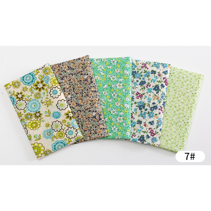 Set 5 Tấm Vải Cotton LÀM DIY Họa Tiết Hoa NGẪU NHIÊN Tự May Vá Đồ Thủ Công-  BÁCH HÓA NA NA