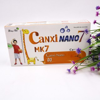 Hộp 20 ống Canxi Nano 7+ bổ sung canxi, giúp xương chắc khỏe và hỗ trợ tăng chiều cao cho trẻ