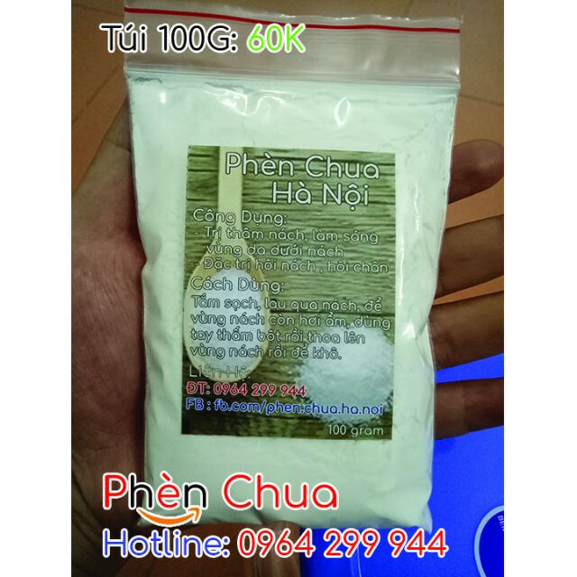 Bột Phèn Chua Hà Nội trị hôi nách, hôi chân túi 100 Gram