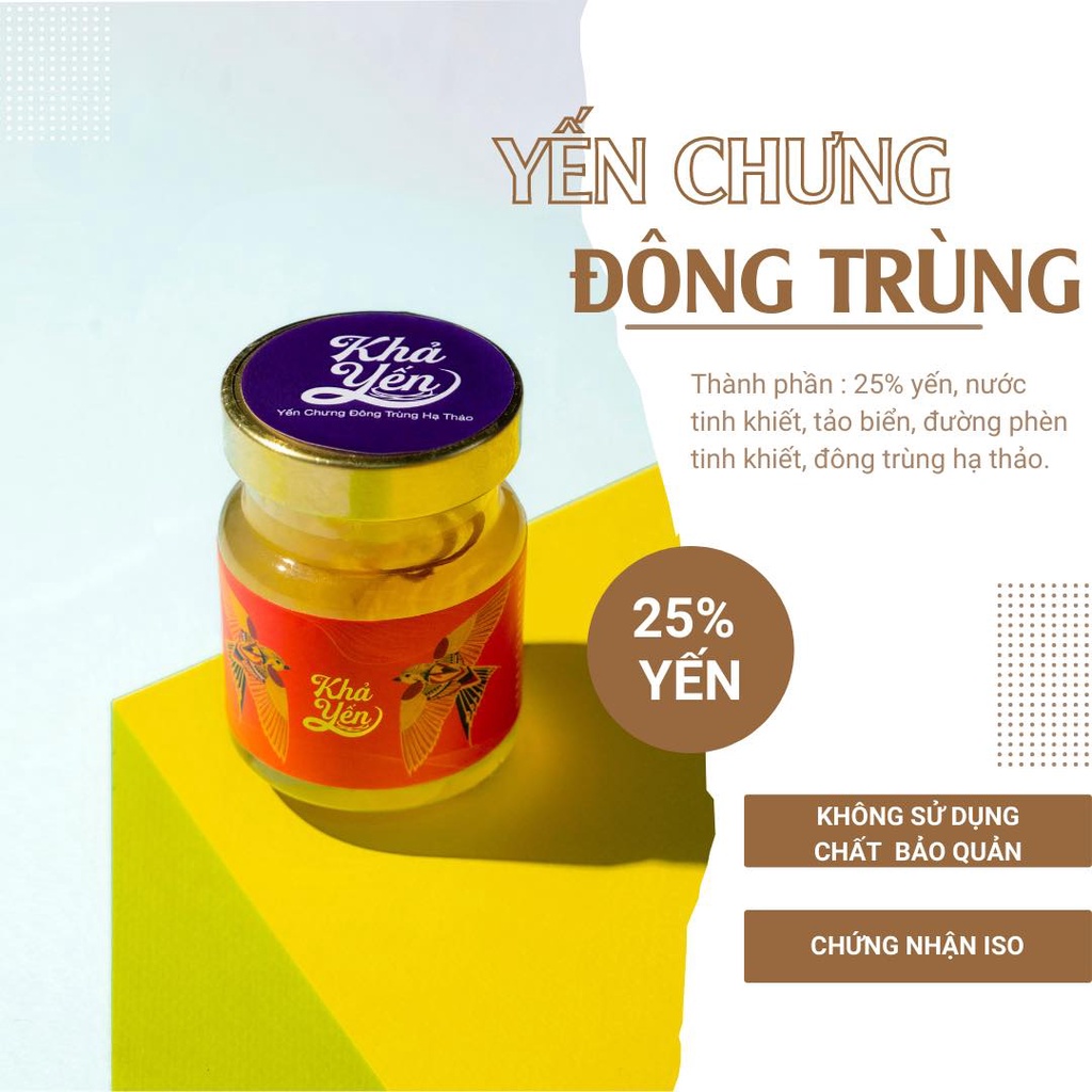 Khả Yến - Yến Chưng ĐÔNG TRÙNG 25% Yến - Yến Hũ Nguyên Chất Chưng Sẵn - Yến Sào Khánh Hòa