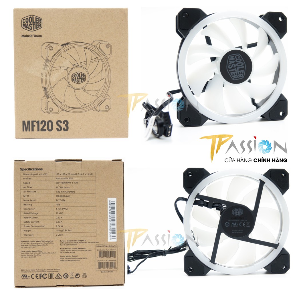 Quạt tản nhiệt Cooler Master MasterFan MF120 S2 | S3 ARGB Halo Led - Chính hãng, fancase