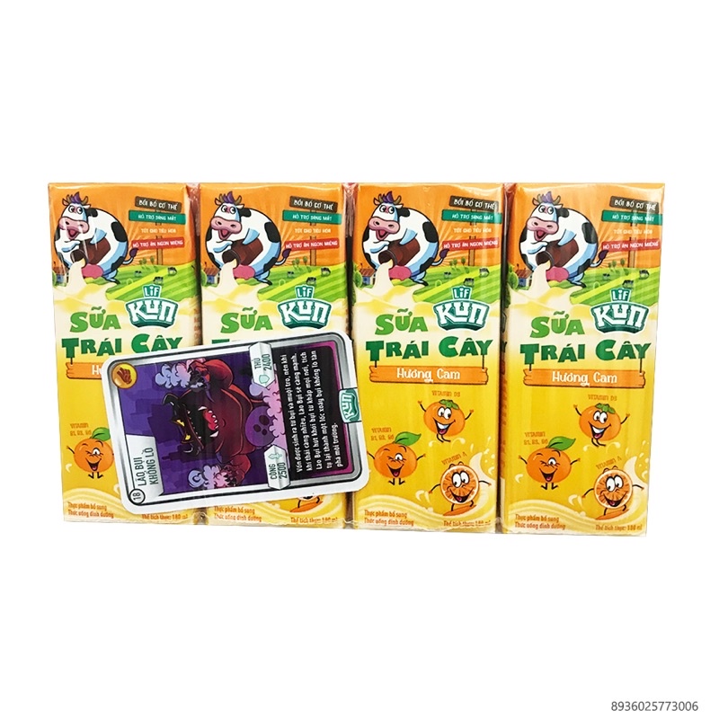 Sữa Tiệt Trùng Lif Kun - 4 hộp x 180ml