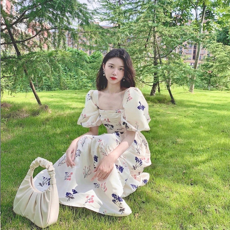 Đầm Tay Phồng Cổ Vuông Thời Trang Sang Trọng Phong Cách Mới 2022