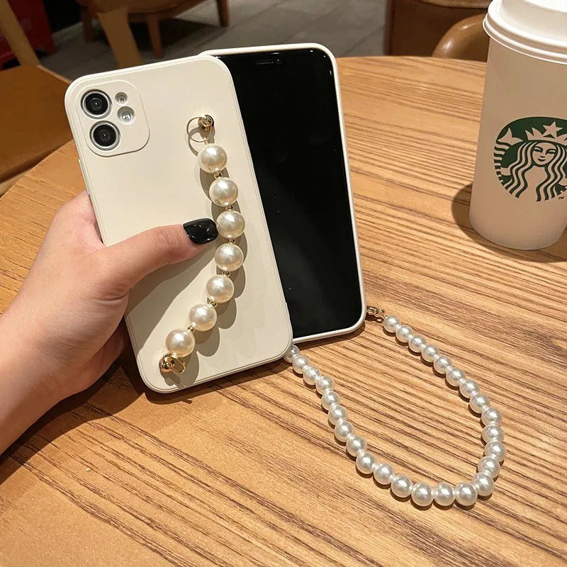 vivo 1808 1811 1820 1812 1807 1817 1801 1819 1806 1818 1816 1802 1814 1804 1805 1851 1815 Ins retro pearl bracelet off white mobile phone case TPU silicone white mobile phone soft shell Personalized creative Bracelet mobile phone protective sleeve