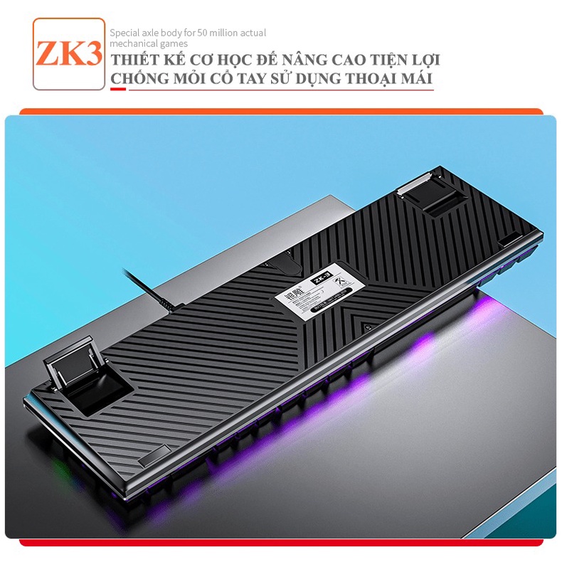 Bàn phím cơ gaming blue swtich YINDIAO ZK3 87 phím / 104 phím với đèn led RGB nhiều màu sắc rực rỡ - NKZK3