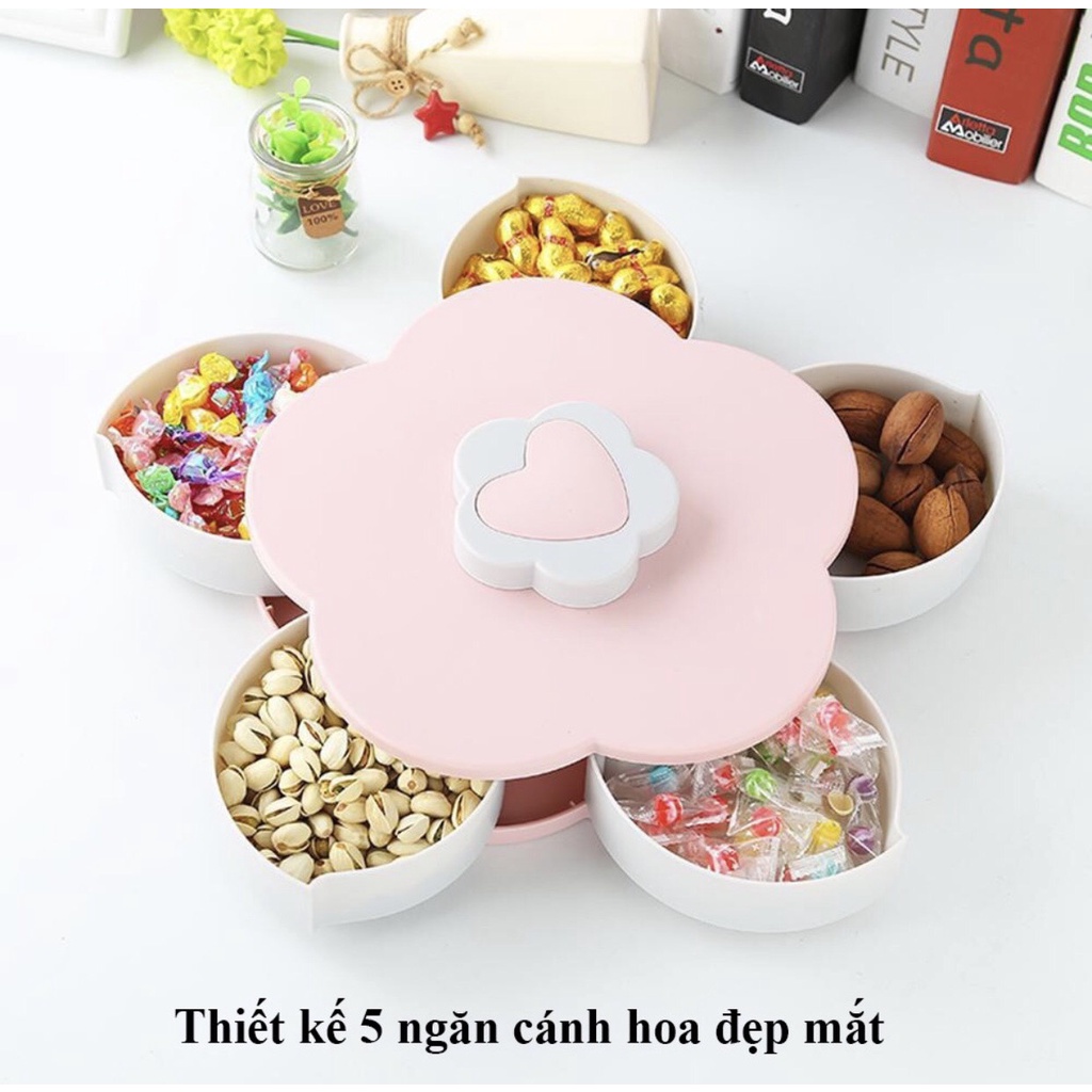 Khay Đựng Mứt Tết, Hộp Mứt tết, Đựng Bánh Kẹo 1 Tầng 5 Cánh