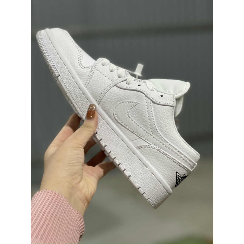 Giày Jordan cổ thấp, Jordan trắng, Jodan Full White logo Đen Hottrend dễ phối đồ cho nam nữ Full Box, Bill