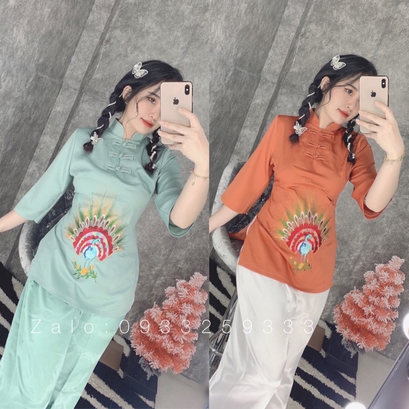 Đồ Lam Đi Chùa # Con Công Lụa