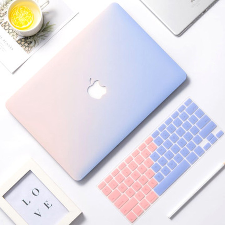 Combo Ốp Macbook, Phủ Phím Cùng Màu (Tặng Nút Chống Bụi &amp; Kẹp Chống Gẫy Sạc)