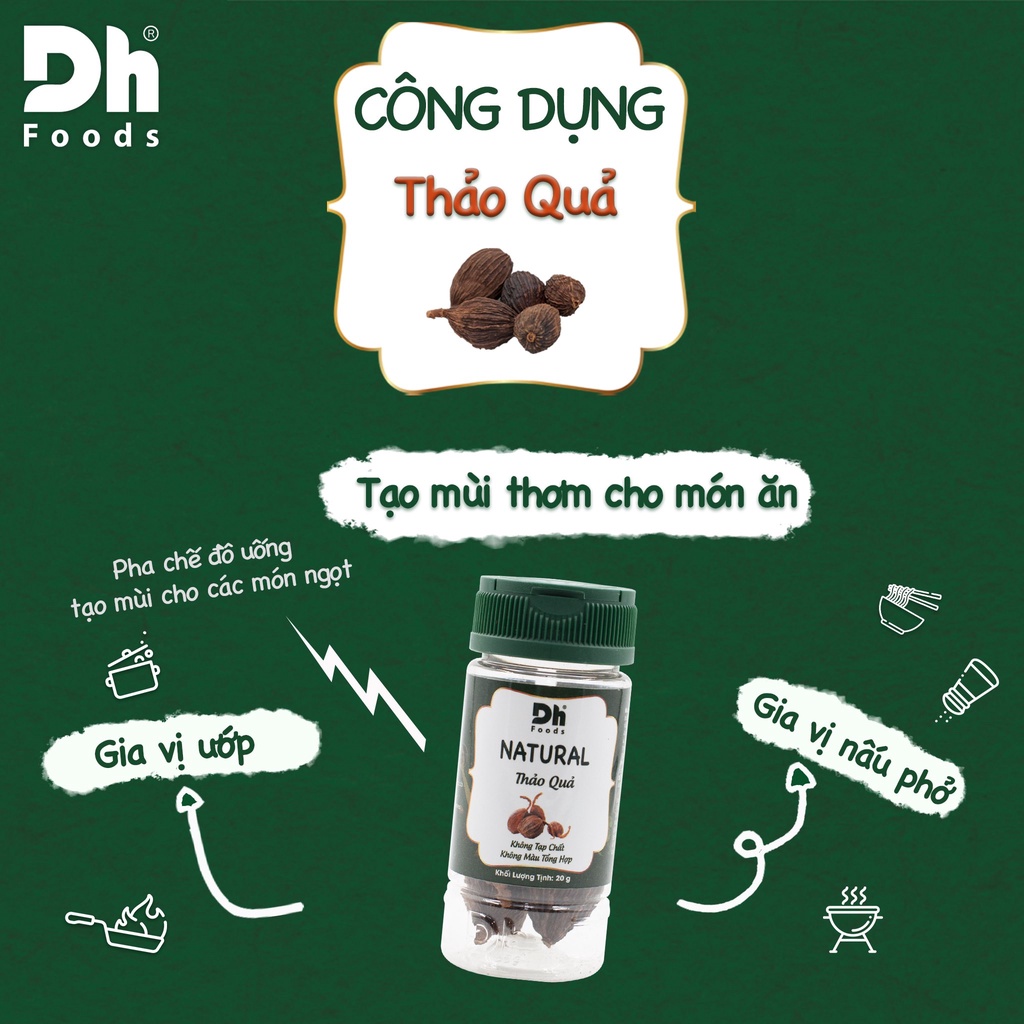 Thảo quả Natural Dh Foods gia vị, nguyên liệu chế biến đặc trưng Tây Bắc hũ 20gr