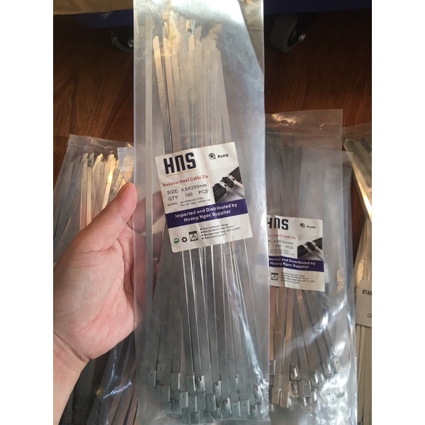 Túi 100 sợi dây rút inox 304 chịu lực, chịu nhiệt size 25cm
