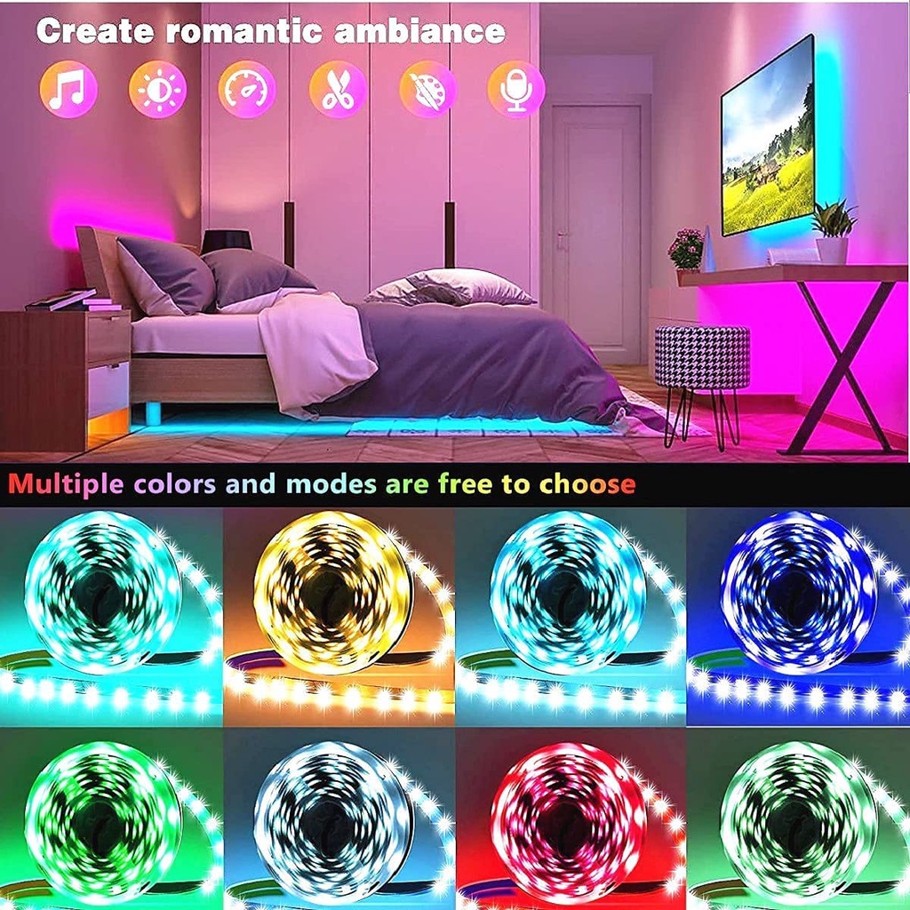 Dây Đèn LED RGB 5050 2835 5V USB Bluetooth Linh Hoạt Dùng Trang Trí Đèn Nền TV