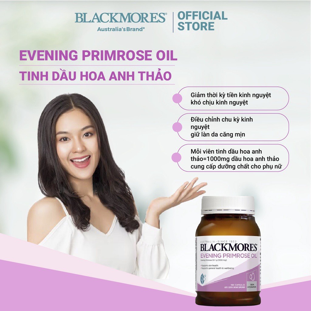 Tinh Dầu Hoa Anh Thảo Evening Primrose Oil Blackmores Úc 190 Viên, Hỗ Trợ Cân Bằng Nội Tiết Tố, Làm Đẹp Da Chống Lão Hóa