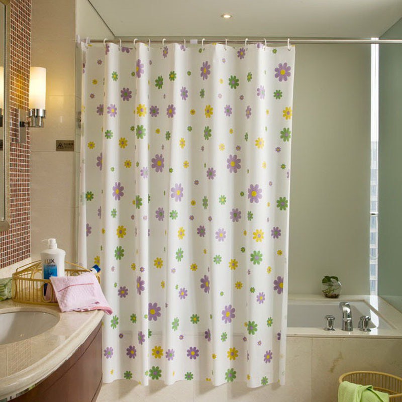 Rèm phòng tắm / rèm cửa chống nước PE 180cm x 180cm hoa nhí