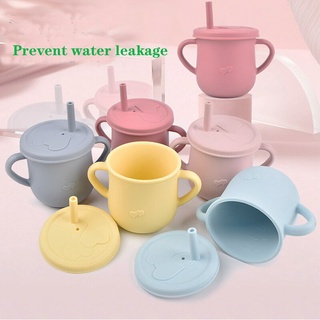 Bình nước silicone 200ml có ống hút cho bé tập uống