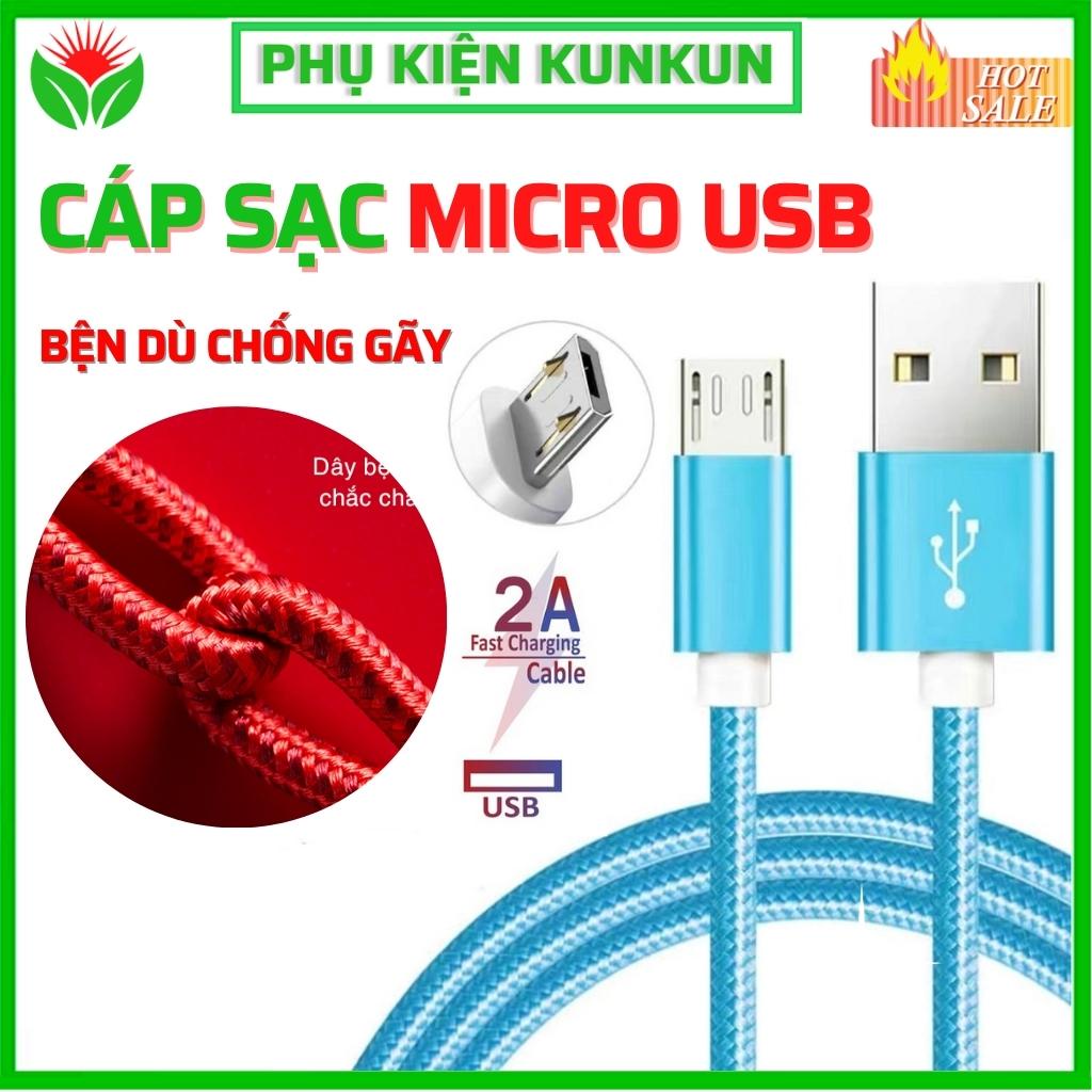 Dây sạc samsung, oppo, xiaomi...,Cáp sạc cổng Micro USB thiết kế dây bện dù dài 1 mét và 3 mét cho điện thoại androi