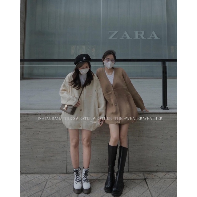 (Ảnh thật) Áo khoác cardigan len chất dày oversize thêu P the.sweaterweather TSW | BigBuy360 - bigbuy360.vn