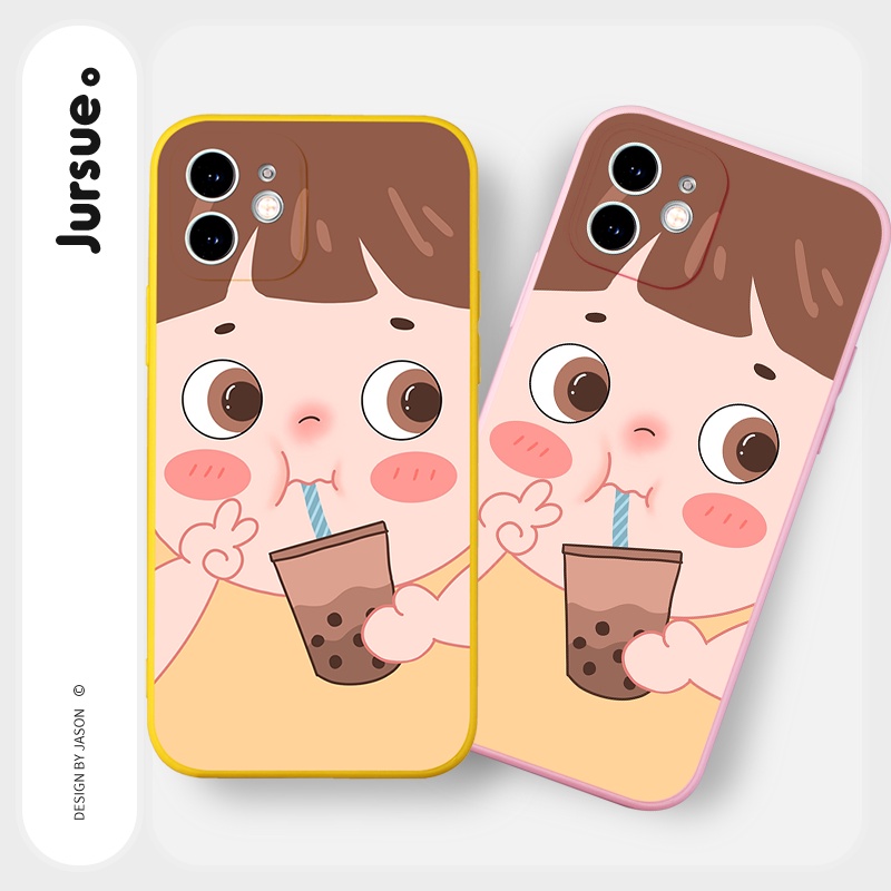 Ốp lưng JURSUE silicon mềm hoạt hình dễ thương đẹp cho iPhone 13 12 11 Pro Max SE 2020 X XR XS ip 8 7 6 6S Plus kute Y87