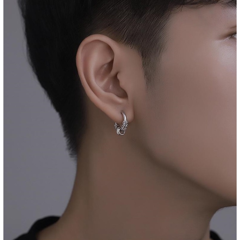 Khuyên tai Hipster 2 nam nữ GIÁ 1 CHIẾC unisex tròn dạng xỏ màu bạc đen đơn giản đẹp nhỏ xinh - HT Orn Earring Camcam