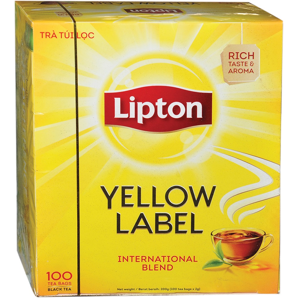 Hộp Trà Lipton túi lọc Yellow Label Tea hộp 100 gói, Trà Nhãn Vàng