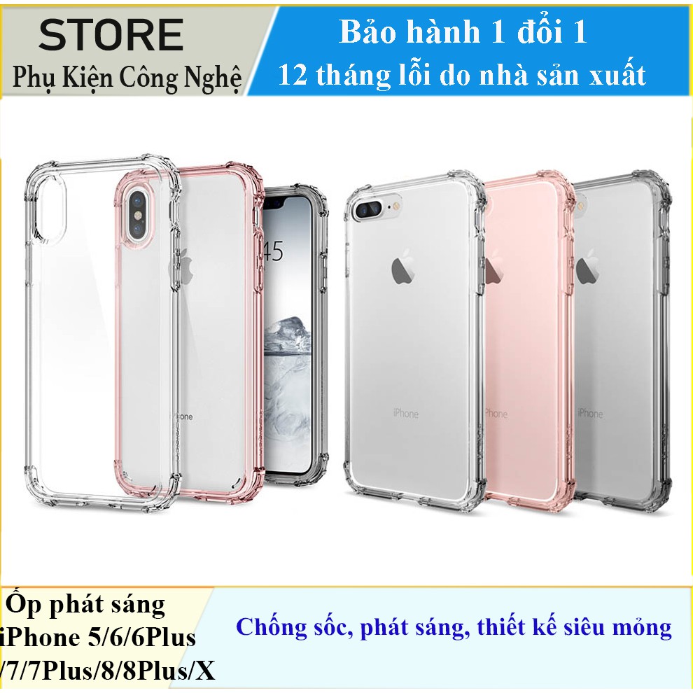 Ốp chống sốc phát sáng cho IPHONE 5/6/6Plus/7/7Plus/8/8Plus/X