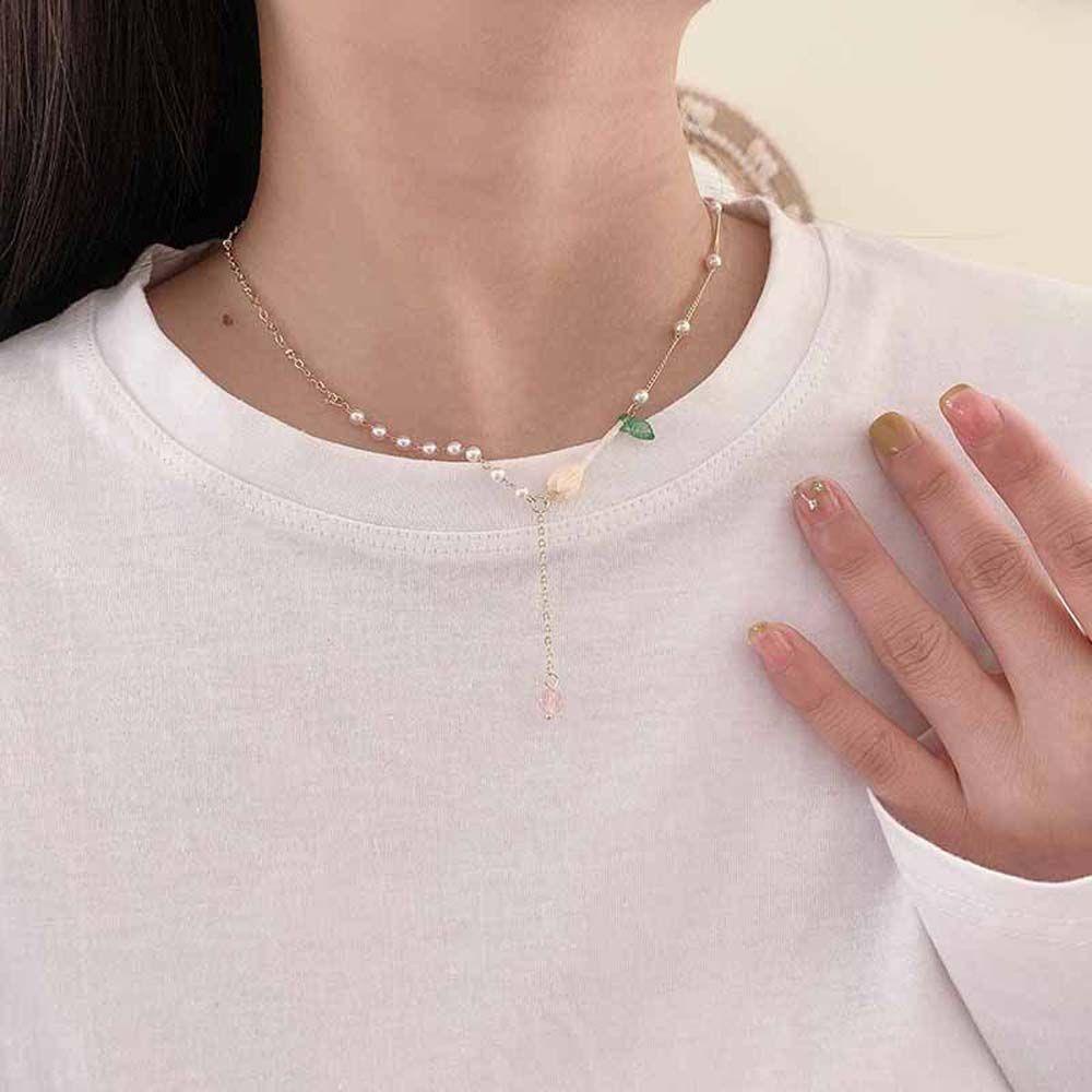 JARRED Vòng Cổ Choker Mặt Hoa Tulip Ngọt Ngào Phong Cách Hàn Quốc Cho Nữ