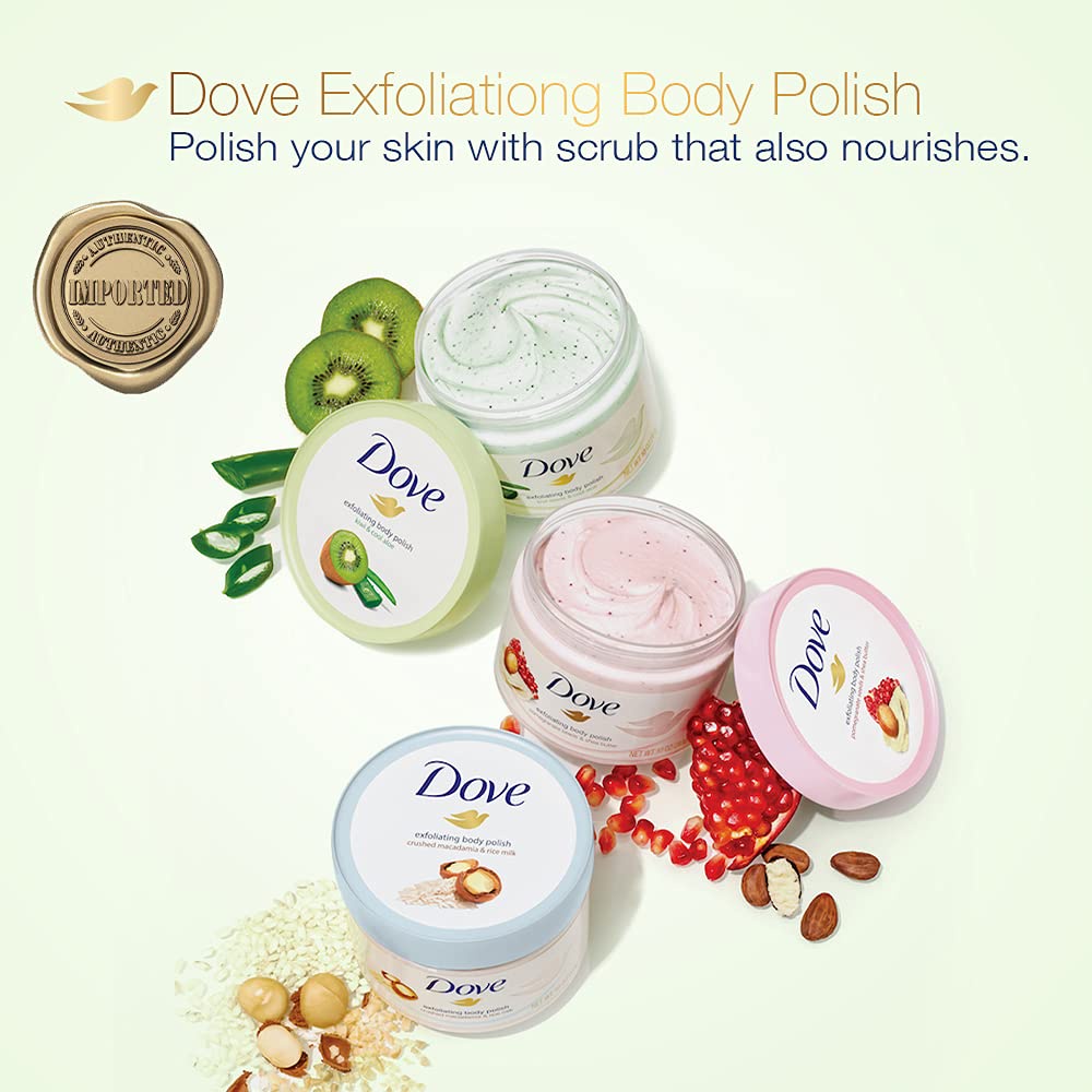 Sữa tắm tẩy tế bào chết chứa nha đam &amp; kiwi Dove Exfoliating Body Polish Body Scrub Kiwi &amp; Aloe 298g (Mỹ)