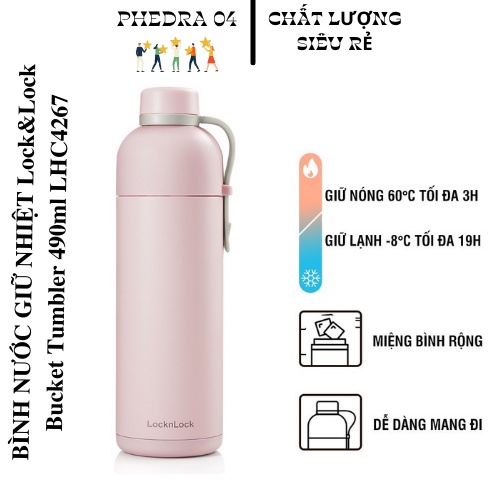 Bình giữ nhiệt Lock&Lock Belt Bottle 490ml - LHC4267 giữ nhiệt nóng 3h, lạnh 19h