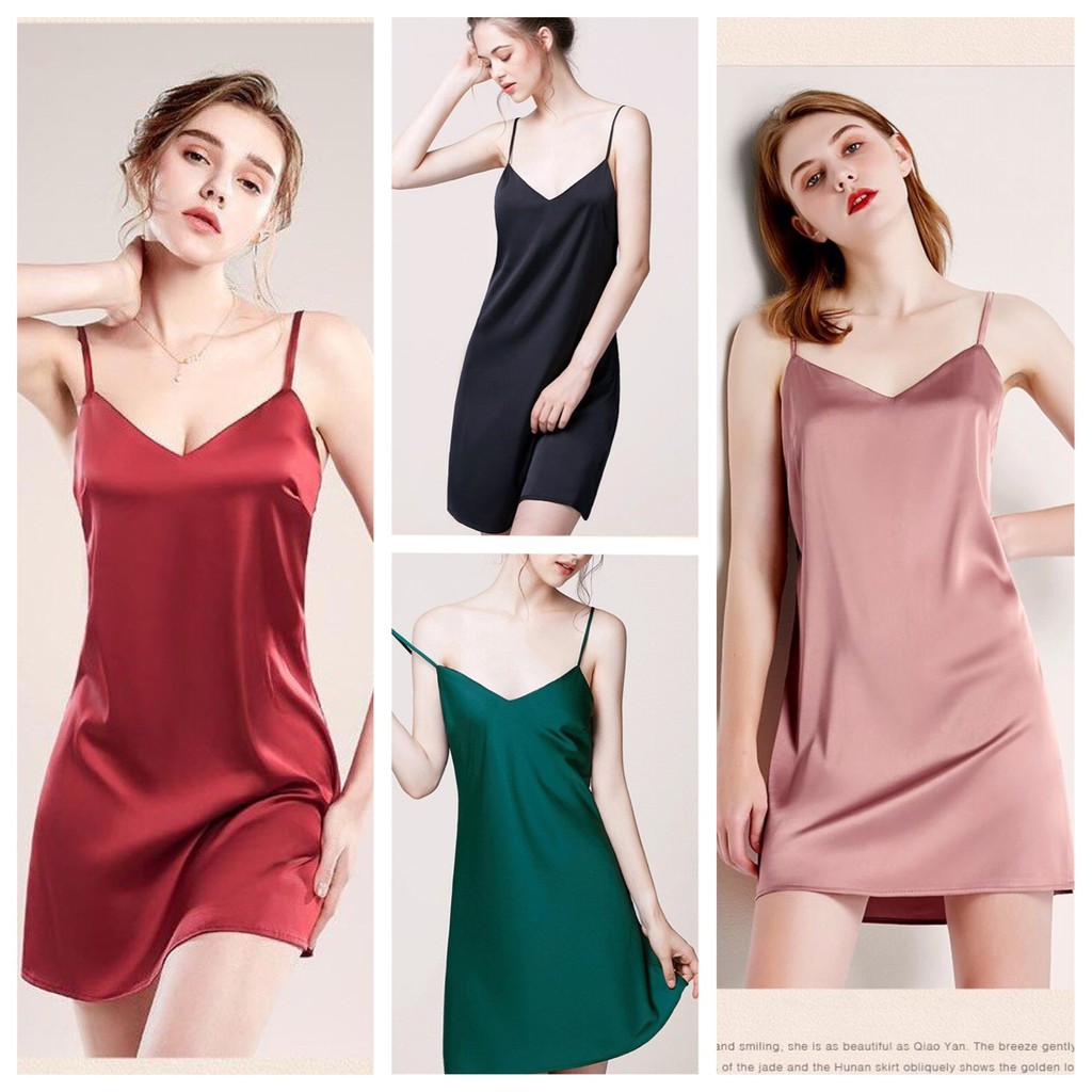 Váy ngủ lụa , đầm ngủ lụa 2 dây cao cấp hàng quảng châu