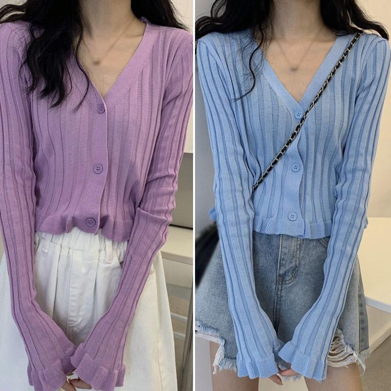 Áo Cardigan Dệt Kim Cổ Tim Xinh Xắn Cho Nữ | BigBuy360 - bigbuy360.vn