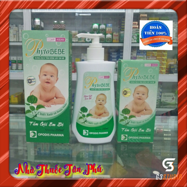 Dung dịch tắm rôm sảy em bé Phytobebe 250ml và 100ml