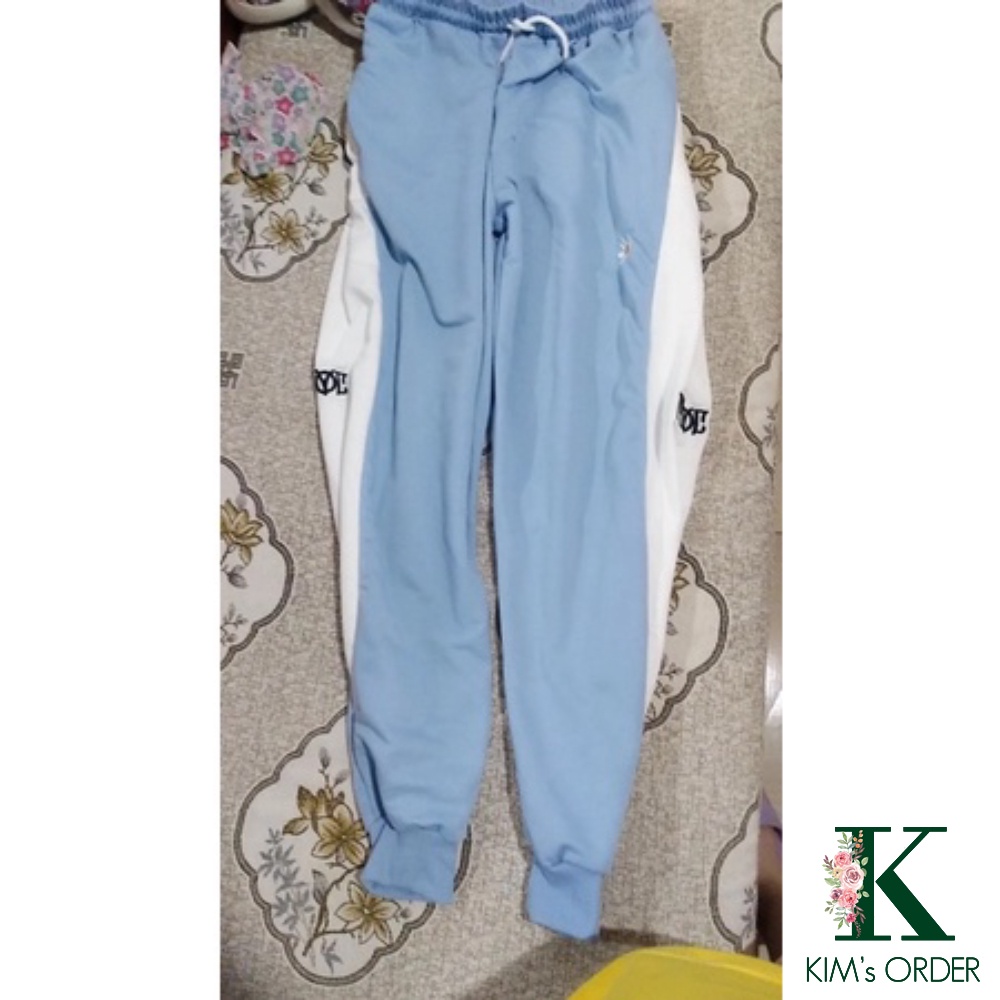 Quần nỉ Jogger nam nữ Unisex màu xanh hoa cúc nhí ống Boom dài suông cạp chun phong cách thể thao hàn quốc năng động