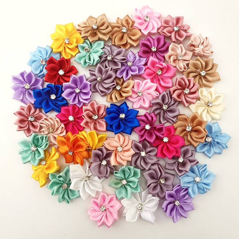 Bộ 50 Dây Ruy Băng Đính Đá 25mm Nhiều Màu Sắc Trang Trí Quần Áo