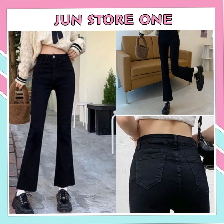 Quần jean nữ ống loe cạp cao co dãn nhẹ bốn chiều siêu tôn dáng chân dài,quần ống loe