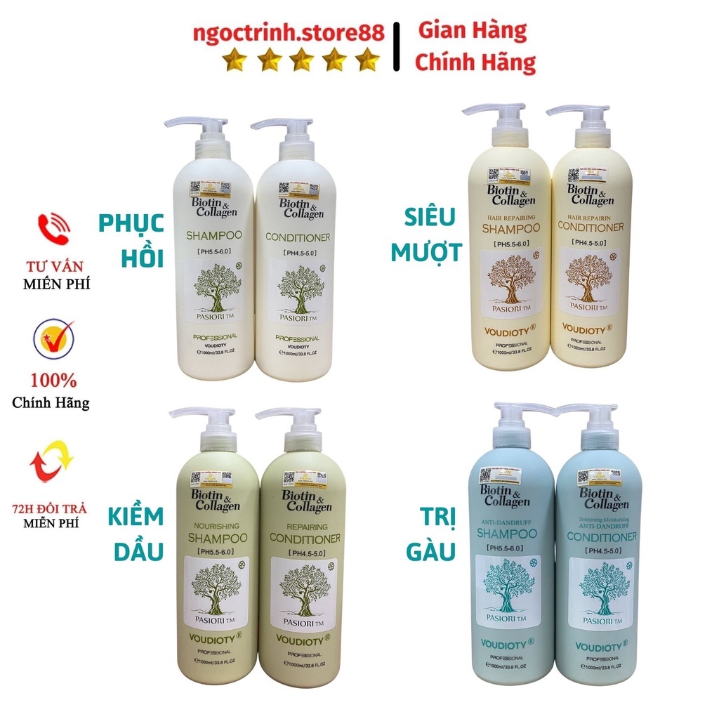 Dầu gội Biotin mềm mượt chống rụng kích thích mọc tóc dầu gội cặp biotin 500ml – 1000ml biotin & chollagen