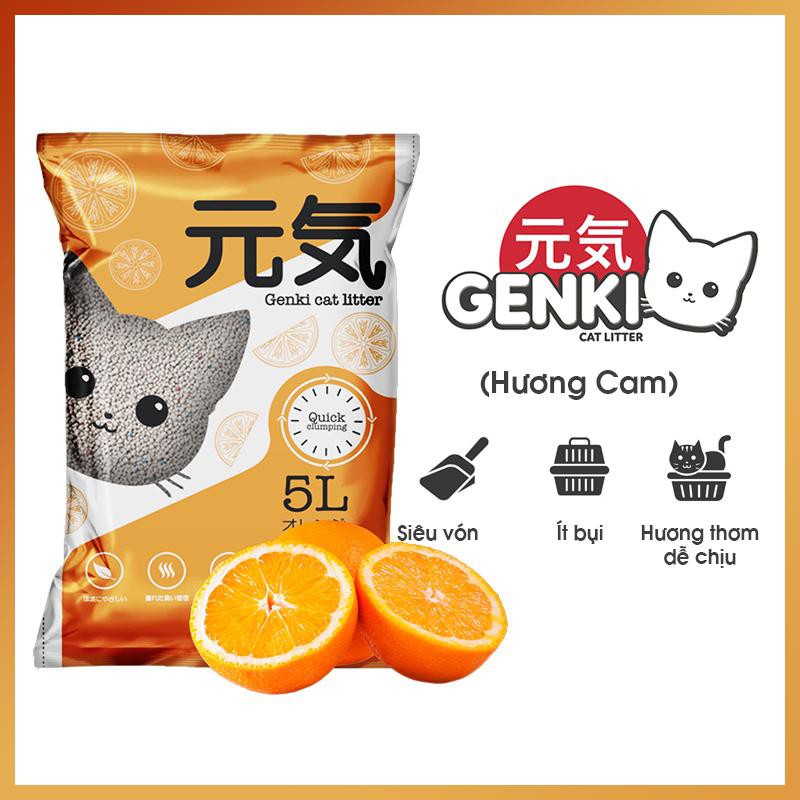 cát vệ sinh Genki 5lit dành cho mèo - công nghệ từ Nhật Bản