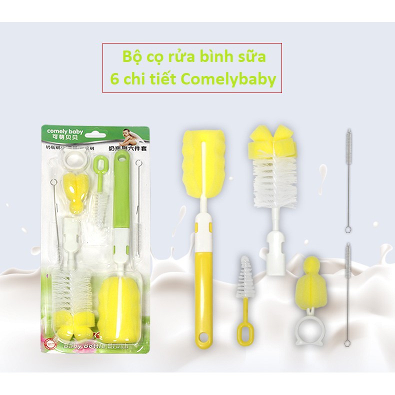 Dụng cụ vệ sinh bình sữa bộ cọ 6 trong 1 Comelybaby an toàn và dễ dàng sử dụng