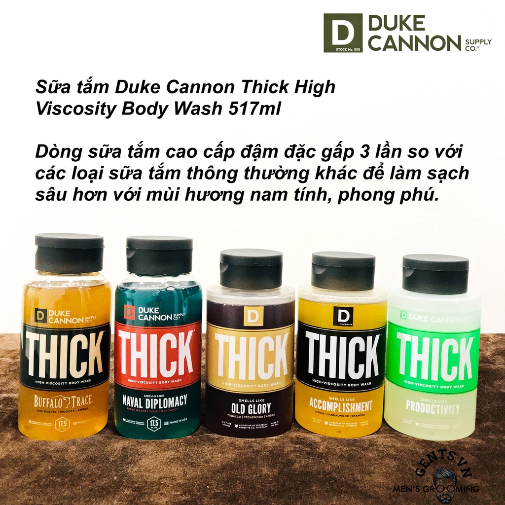 Sữa tắm cho nam Duke Cannon Thick High - Viscosity Body Wash 517ml - sạch sâu hơn với mùi hương thơm lâu nam tính