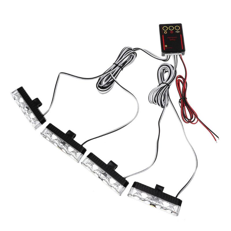 Đèn LED nhấp nháy 3 chế độ màu xanh lam/vàng/ trắng/đỏ cho lưới tản nhiệt phía trước xe ô tô cảnh sát/cứu hỏa