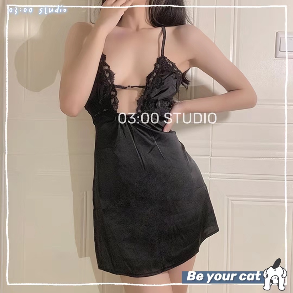 （Giao hàng bảo mật） 🔥Đầm/Đồ Ngủ 2 Dây Sexy🔥Phi Lụa Satin Cao Cấp Sang Chảnh 40-60kg---036