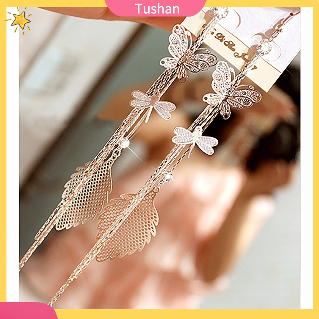 Hoa tai dạng tua rua dài hình bươm bướm đính đá xinh xắn