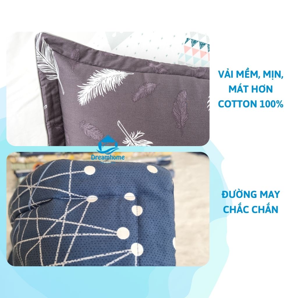Vỏ gối nằm 45x65 1 đôi vải cotton Hàn quốc, áo gối nằm có trần lót bông khóa kéo tiện lợi Dream Bedding