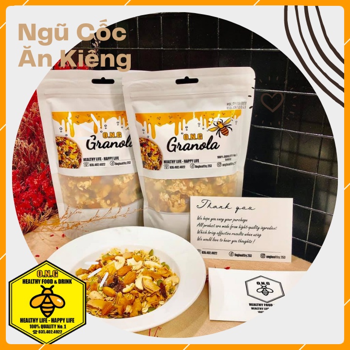 (Combo 2 Bịch) Ngũ Cốc Ăn Kiêng Mix Hạt &amp; Quả O.N.G - Granola Giảm Cân 500gr - Date 2023